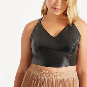 NWOT 22/24 Eloquii Faux Leather Crop Top Black